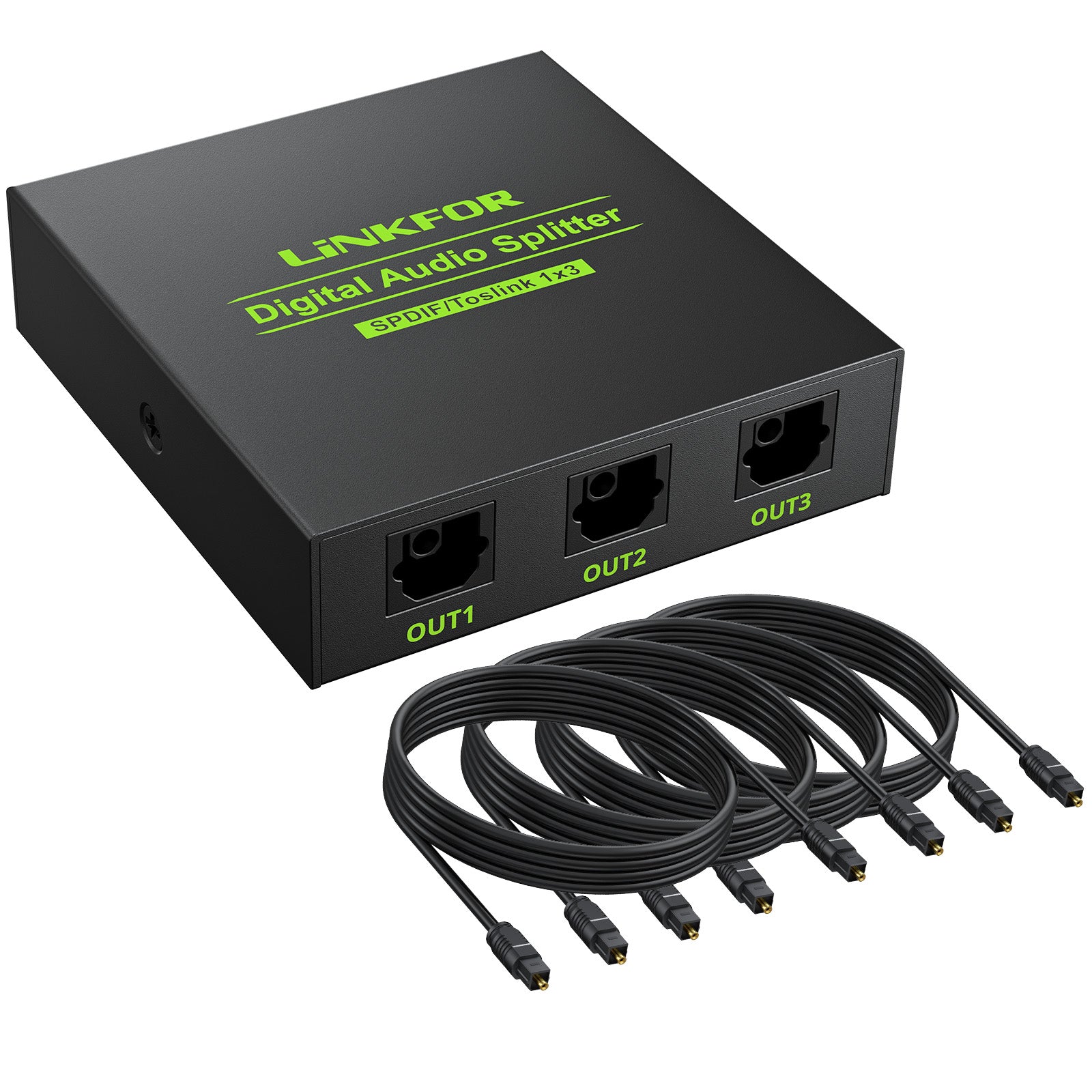 LiNKFOR 3 Port SPDIF Toslink Optical Digital Audio Splitter