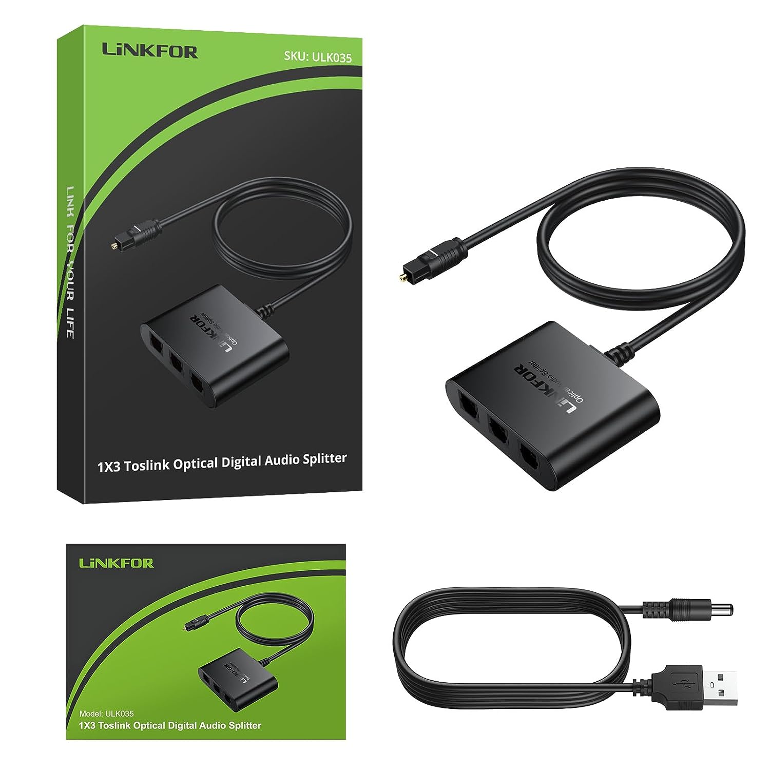 LiNKFOR Digital Optical Audio Cable Toslink Cable 3.3 Feet, Ultra-Durable, Male to Male Cables