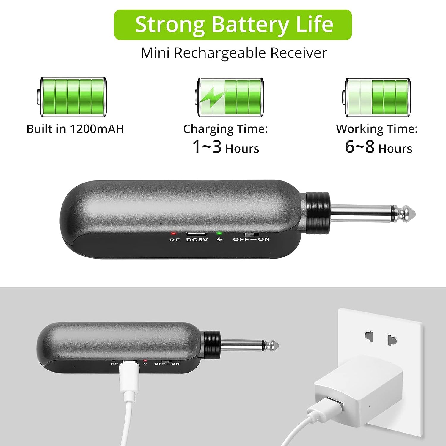 LiNKFOR UHF Wireless Lavalier Mic/Headset Mic/Stand Mic, 50 Channels with Transmitter and Rechargeable Receiver