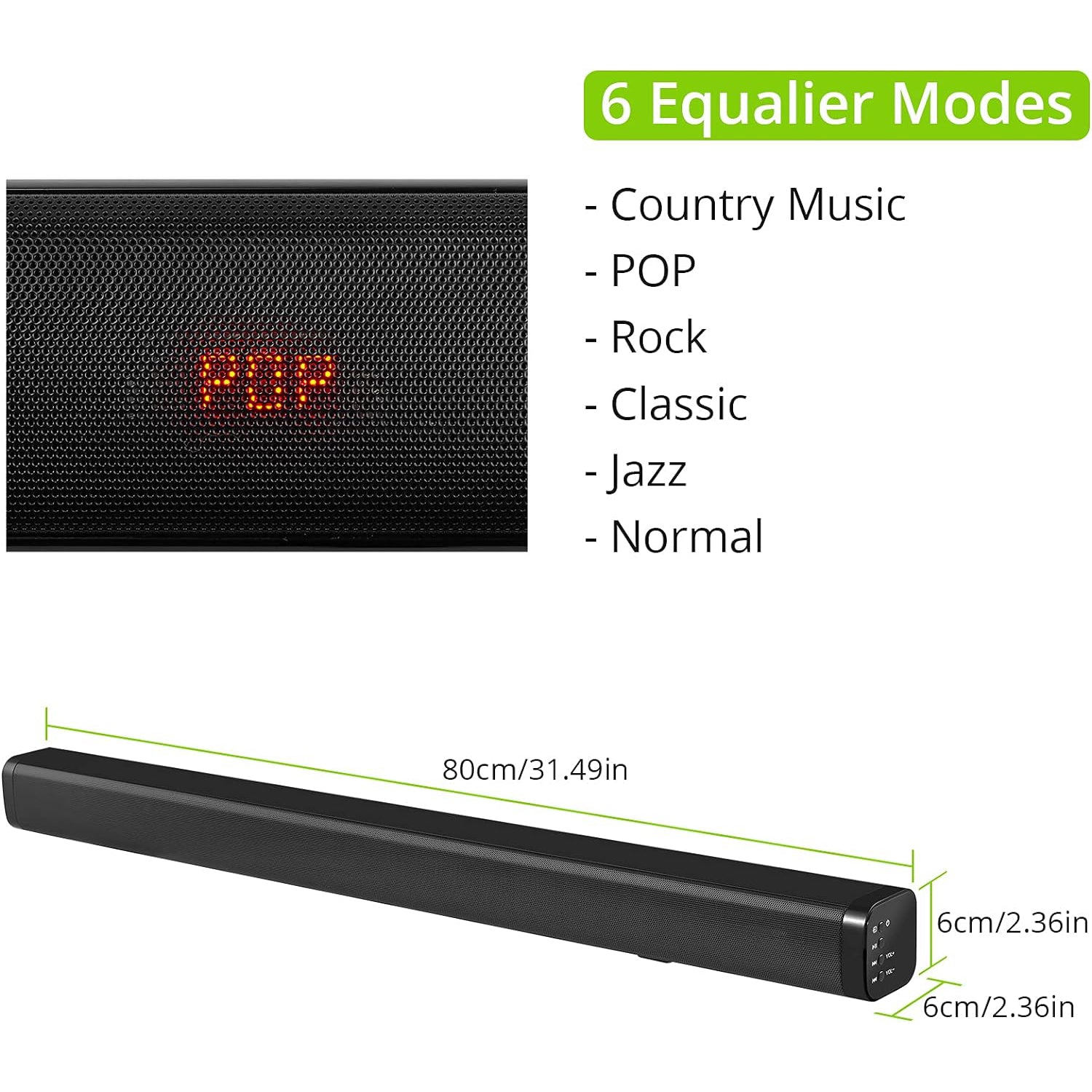 LiNKFOR Sound Bars for TV, Soundbar for TV 32 Inch Wired & Wireless Bluetooth 5.0 Stereo Soundbar, Optical/HDMI ARC/AUX/USB, Wall Mountable, Ideal for TV Watching & Gaming