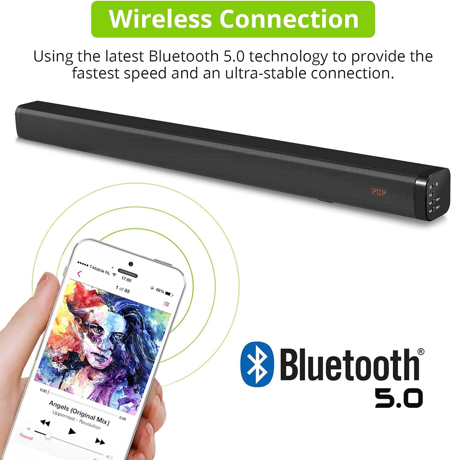 LiNKFOR Sound Bars for TV, Soundbar for TV 32 Inch Wired & Wireless Bluetooth 5.0 Stereo Soundbar, Optical/HDMI ARC/AUX/USB, Wall Mountable, Ideal for TV Watching & Gaming