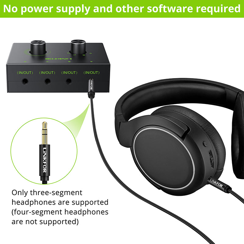 LiNKFOR 4 Port 3.5mm Stereo Audio Switcher