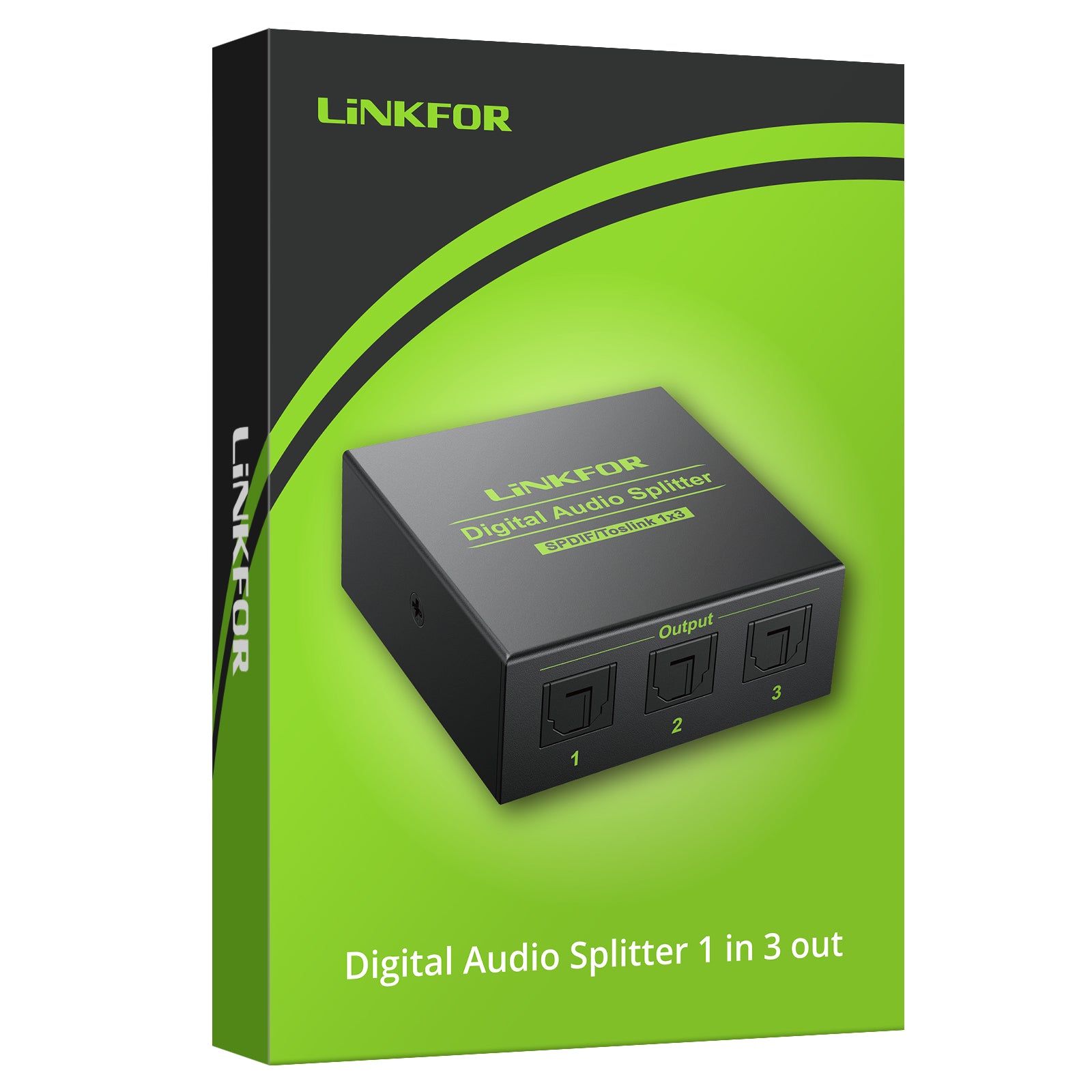 LiNKFOR 1x3 Toslink Optical Fiber Audio Splitter