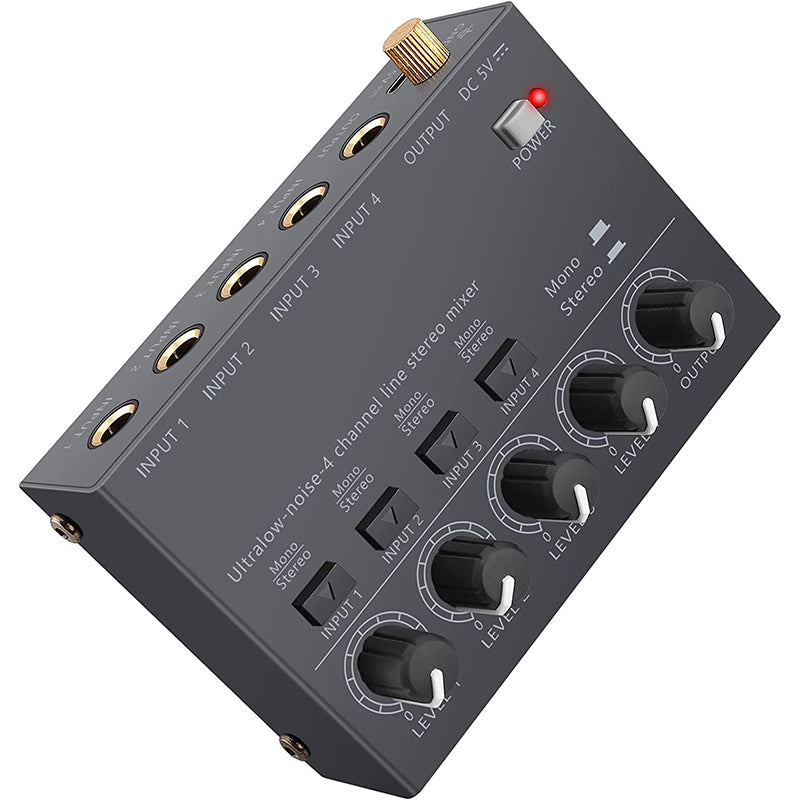 LiNKFOR 4 Channel Audio Mixer Ultra compact Low-noise Stereo