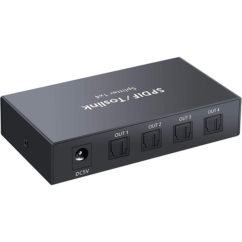 LiNKFOR Digital Optical Audio 1x4 Splitter Digital SPDIF Toslink Optical Fiber