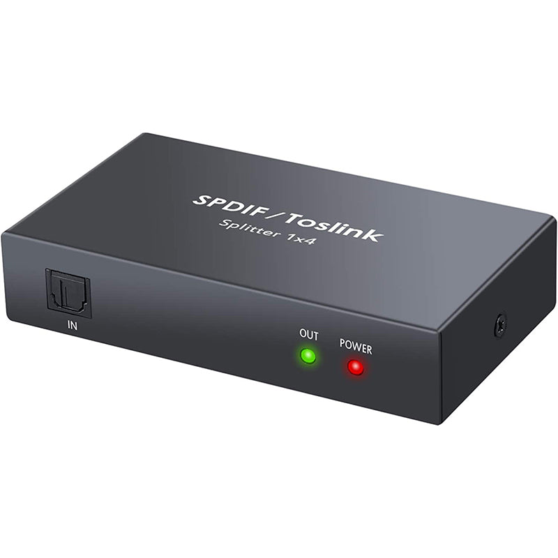 LiNKFOR Digital Optical Audio 1x4 Splitter Digital SPDIF Toslink Optical Fiber