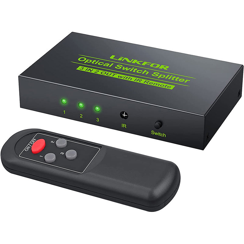 LiNKFOR 3 in 2 Out Optical Toslink SPDIF Splitter Switcher