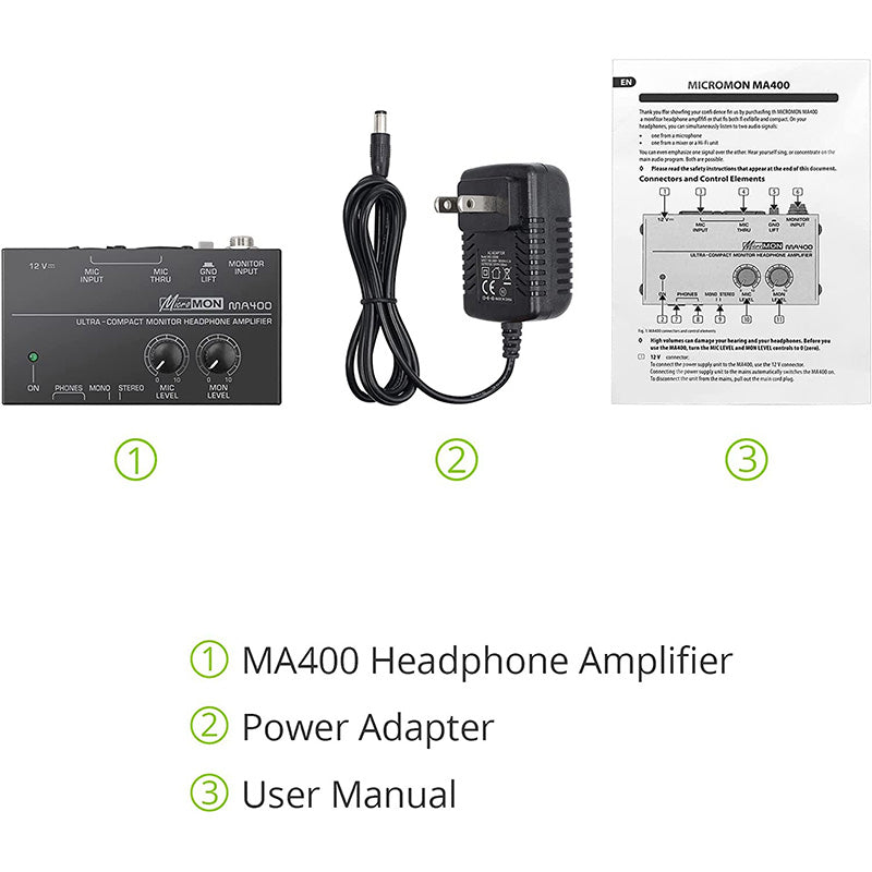 LiNKFOR MA400 Headphone Amplifier for XLR Microphone & Audio Signal