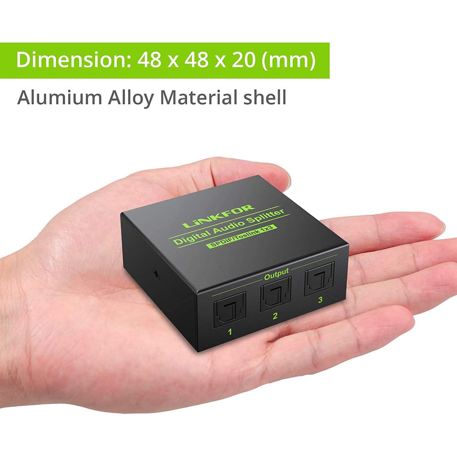 LiNKFOR 1x3 Toslink Optical Fiber Audio Splitter