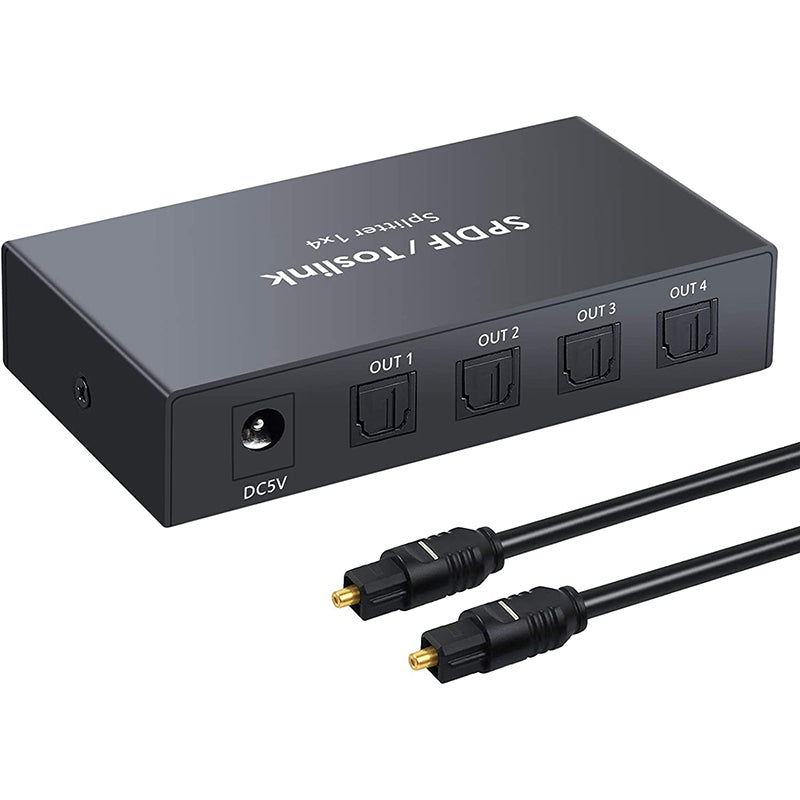 LiNKFOR Digital Optical Audio 1x4 Splitter Digital SPDIF Toslink Optical Fiber