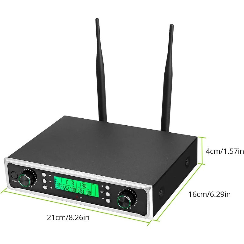 LiNKFOR Dual Channel UHF Cordless Wireless Microphone System