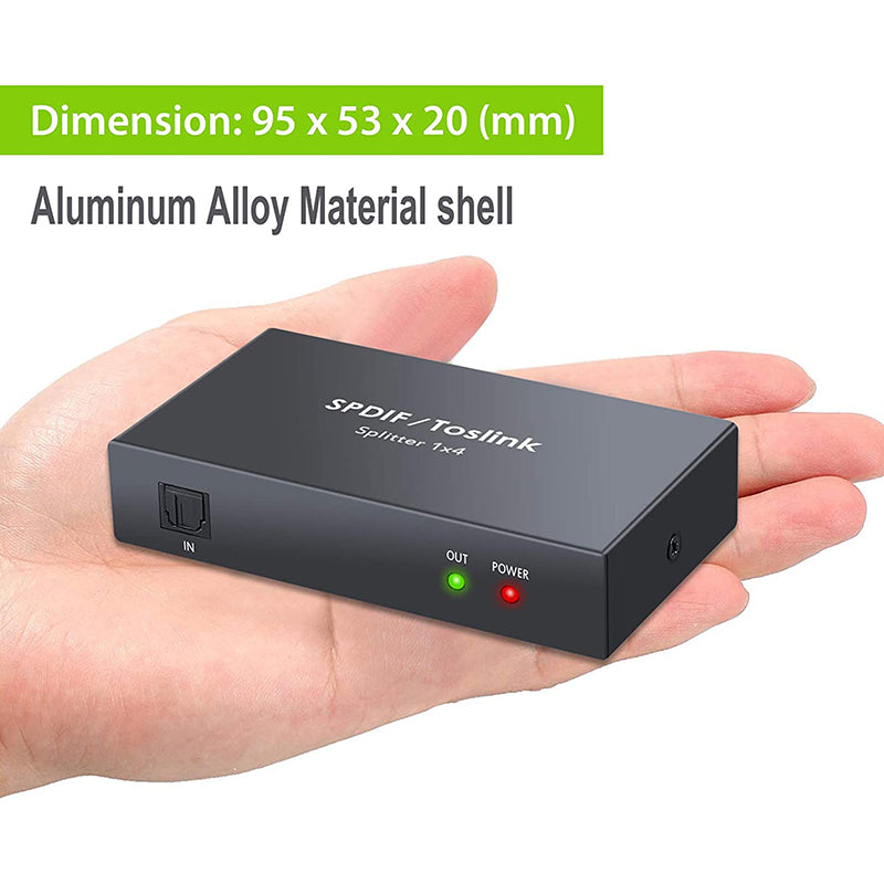 LiNKFOR Digital Optical Audio 1x4 Splitter Digital SPDIF Toslink Optical Fiber