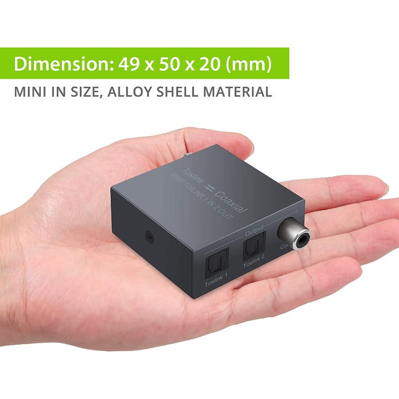 LiNKFOR Bi-Directional Toslink to Coaxial Converter 192 kHz Metal 1X2