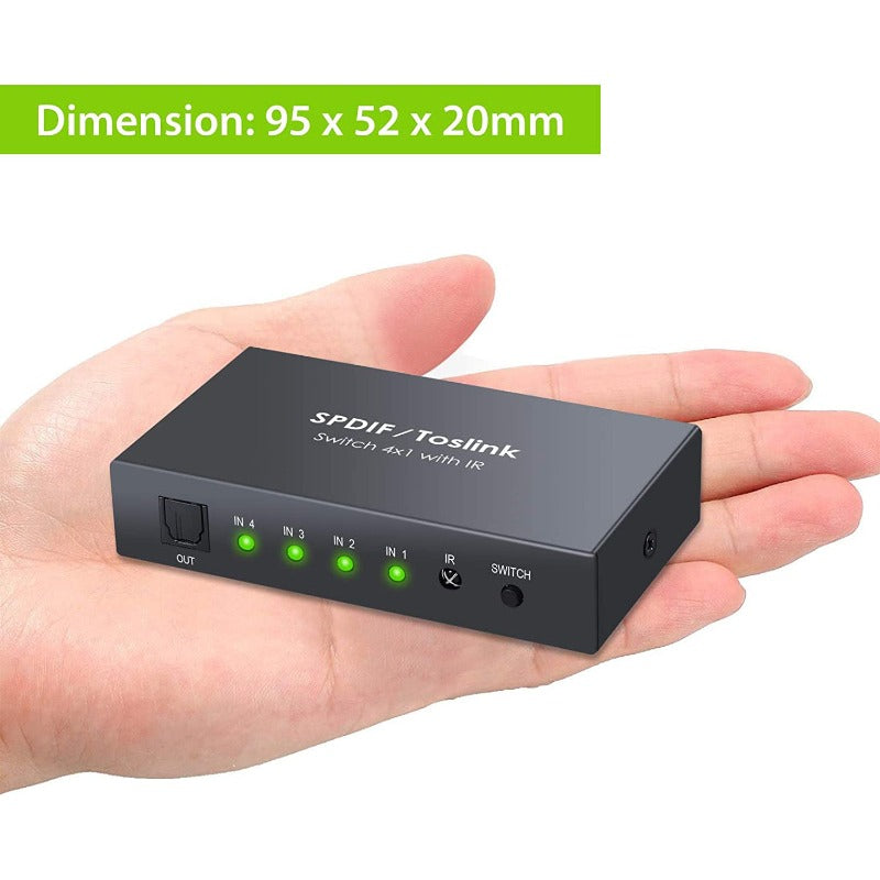 LiNKFOR Digital Optical Audio Switcher 4x1 SPDIF Toslink Switch Box