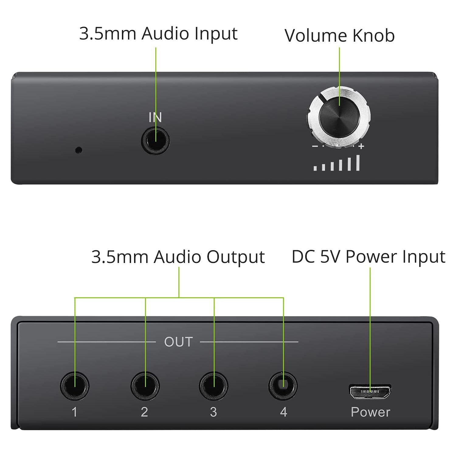 LiNKFOR 3.5mm Stereo Audio Splitter Support 1 In 4 Out