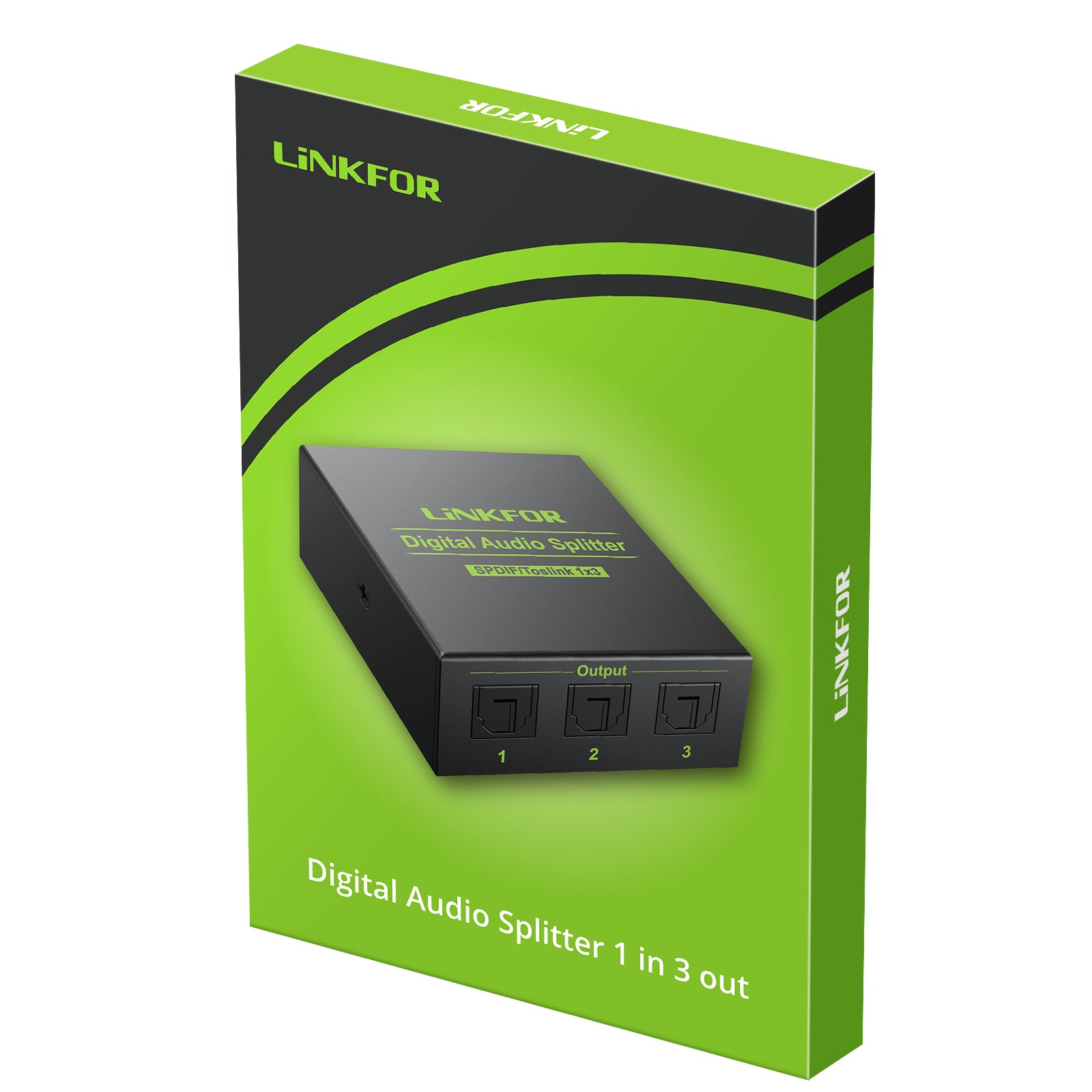 LiNKFOR 1x3 Toslink Optical Fiber Audio Splitter