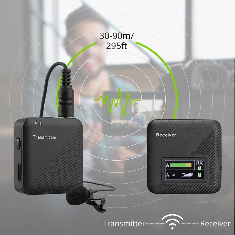 LiNKFOR Single Channel Wireless Lapel MIC with 1 Transmitter and 1 Receiver