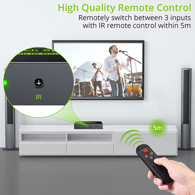 LiNKFOR 3 in 2 Out Optical Toslink SPDIF Splitter Switcher