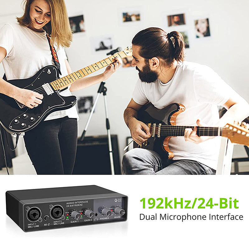 LiNKFOR 24 Bit/192 KHz USB Audio Interface 2i2 for Recording, Podcasting, Streaming (Free Driver)