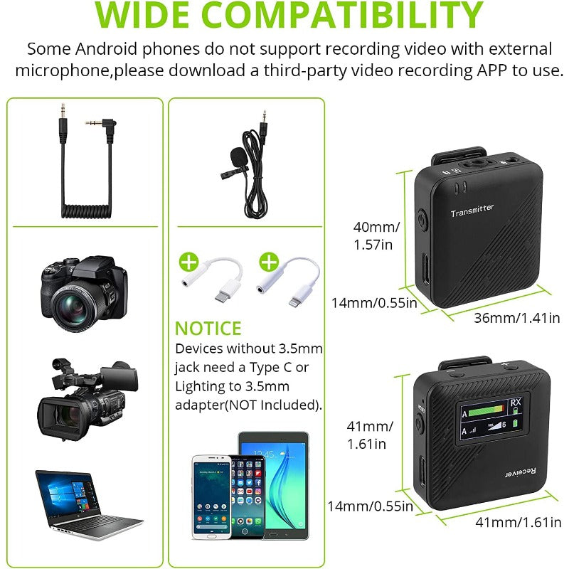 LiNKFOR Single Channel Wireless Lapel MIC with 1 Transmitter and 1 Receiver