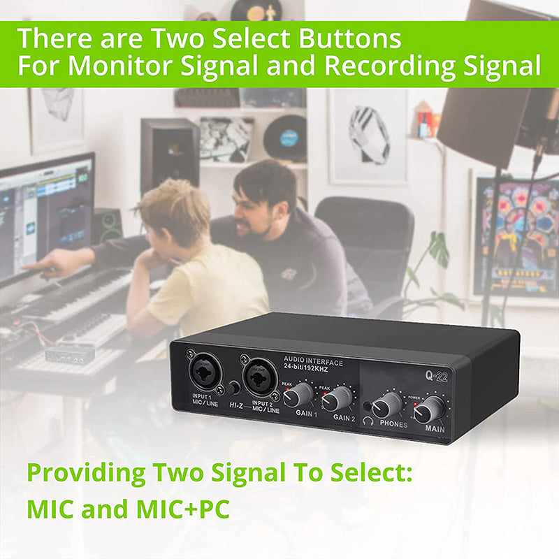 LiNKFOR 24 Bit/192 KHz USB Audio Interface 2i2 for Recording, Podcasting, Streaming (Free Driver)