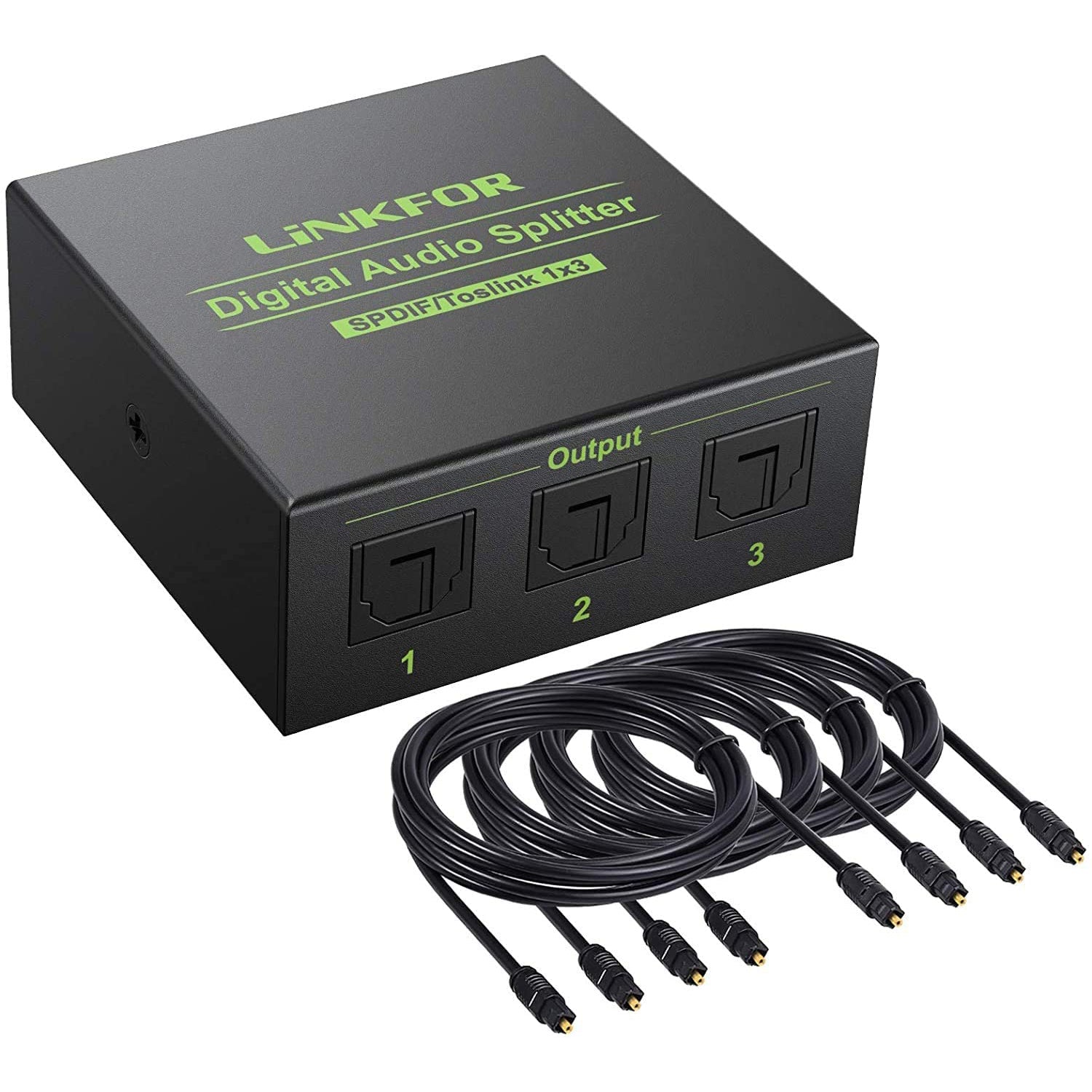 LiNKFOR 1x3 Toslink Optical Fiber Audio Splitter