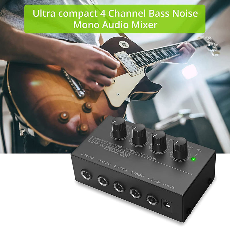 LiNKFOR 4 Channel Mono Line Mixer MX400 with Certified power Supply