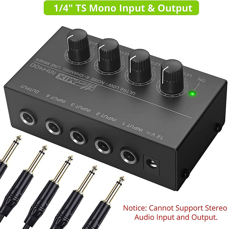 LiNKFOR 4 Channel Mono Line Mixer MX400 with Certified power Supply