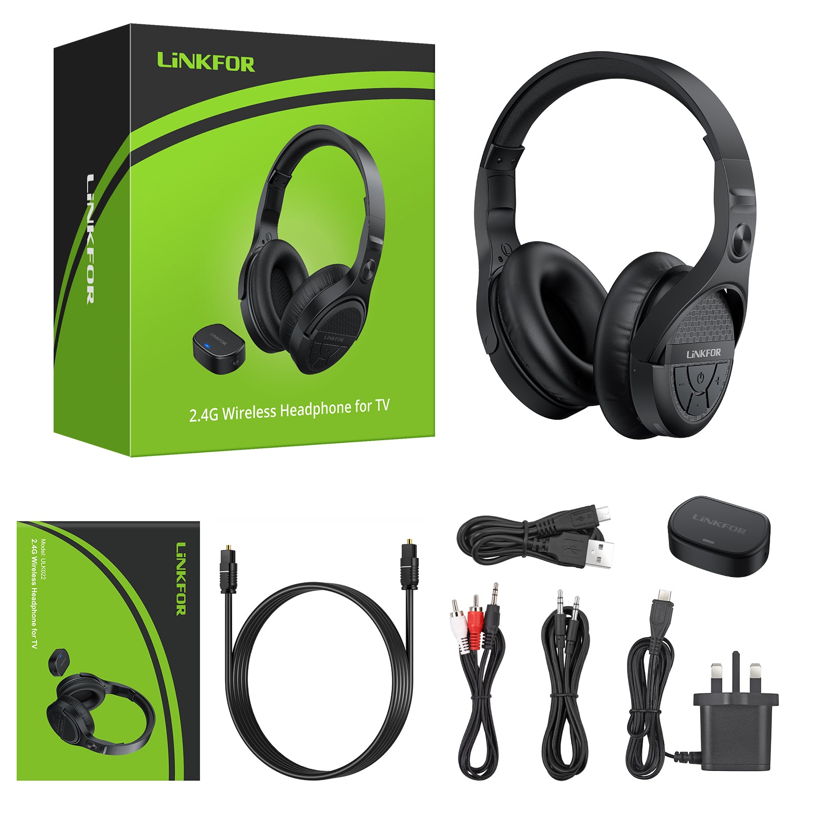 LiNKFOR 2.4G Wireless Headphones for TV
