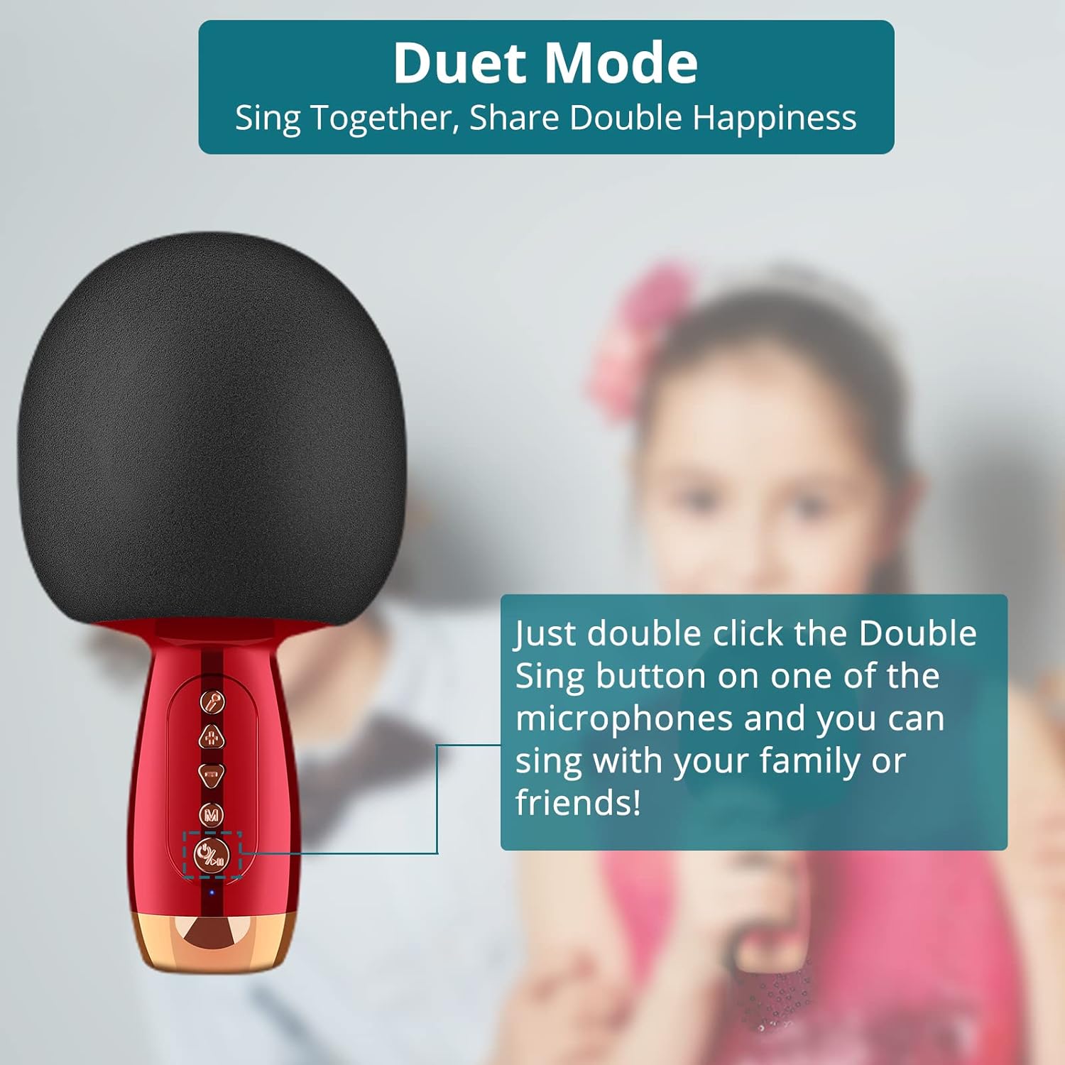 Wireless Bluetooth Karaoke Microphone,Variable Sound 4-in-1 Portable Handheld Microphone for Girls Kids Adults, Karaoke Speaker Machine, Support Android/iOS/PC for Home KTV, Party, Singing