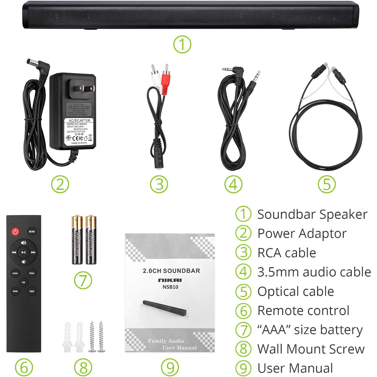 LiNKFOR Sound Bars for TV, Soundbar for TV 32 Inch Wired & Wireless Bluetooth 5.0 Stereo Soundbar, Optical/HDMI ARC/AUX/USB, Wall Mountable, Ideal for TV Watching & Gaming