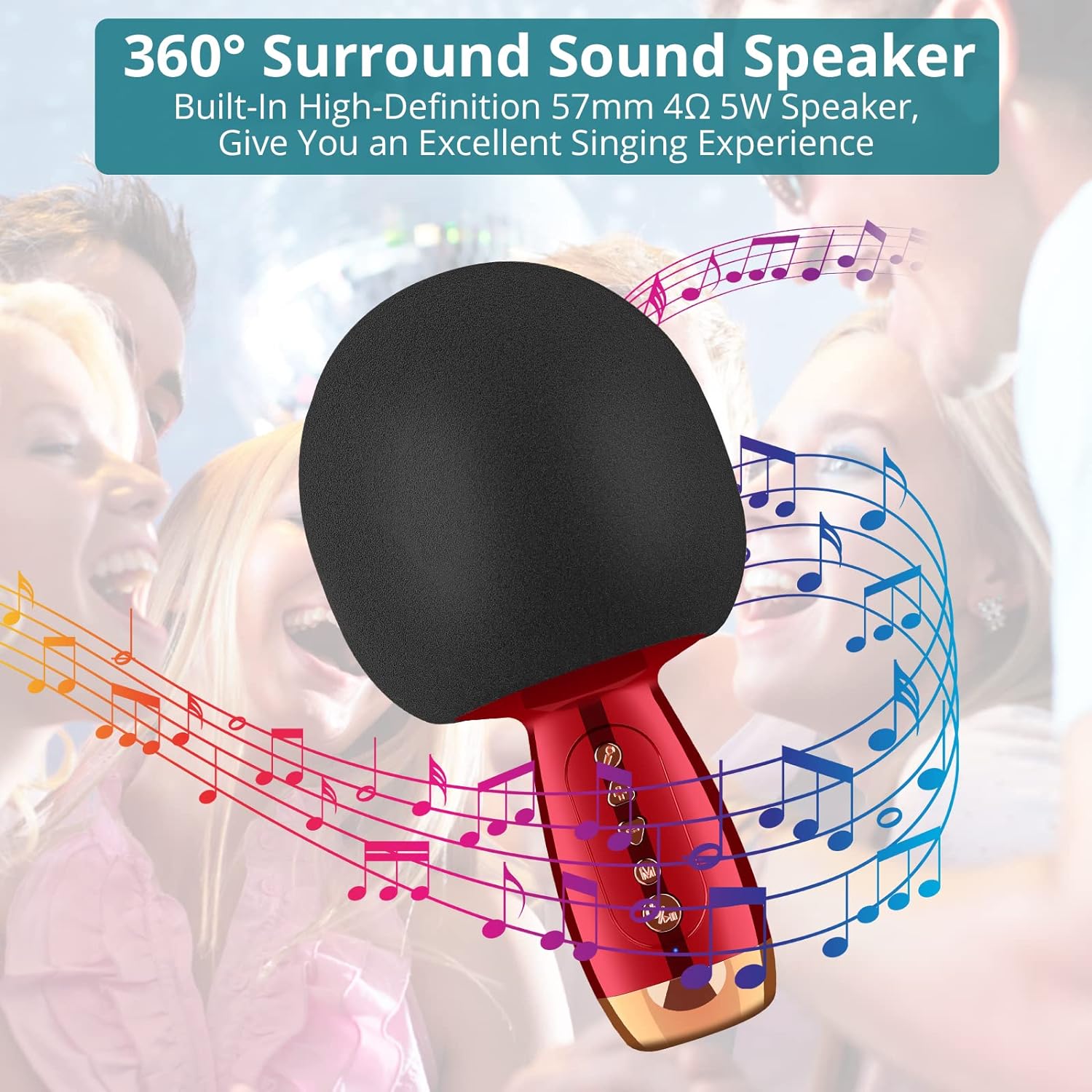 Wireless Bluetooth Karaoke Microphone,Variable Sound 4-in-1 Portable Handheld Microphone for Girls Kids Adults, Karaoke Speaker Machine, Support Android/iOS/PC for Home KTV, Party, Singing