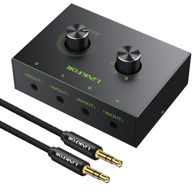 LiNKFOR 4 Port 3.5mm Stereo Audio Switcher