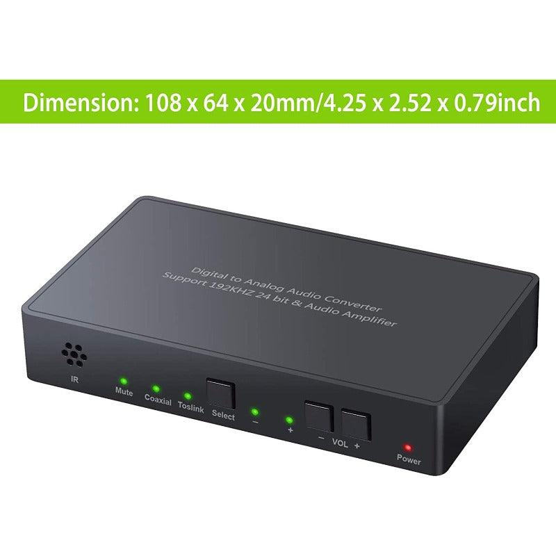 LiNKFOR 192kHz DAC Converter with Remote Control Support Volume Control Mute Power ON or OFF