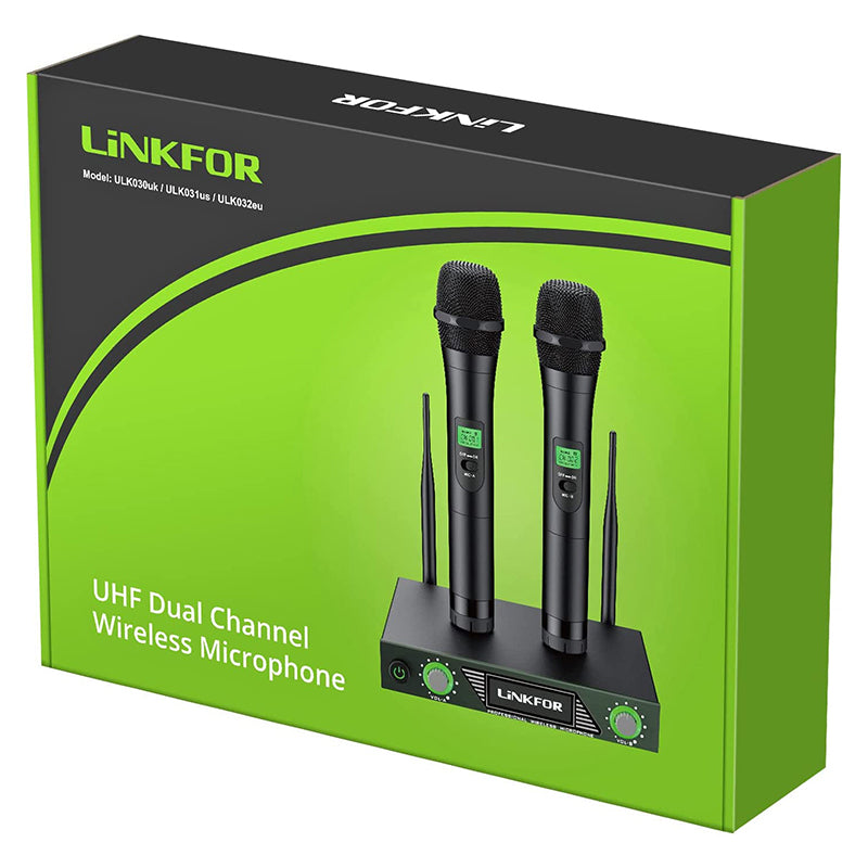LiNKFOR Wireless Microphone, UHF Wireless Microphone, Bluetooth Dual  Channel Handheld Microphone System with Treble/Bass/Echo Effect, 164FT  Range
