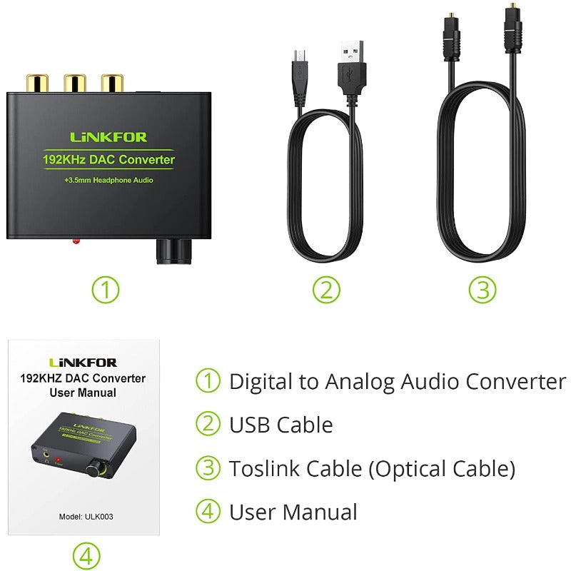 LiNKFOR 192kHz DAC Converter with Volume Control