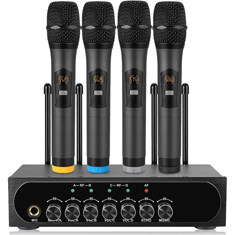 LiNKFOR 4 Channel UHF Wireless Microphone System Bluetooth 4.2 Receiver