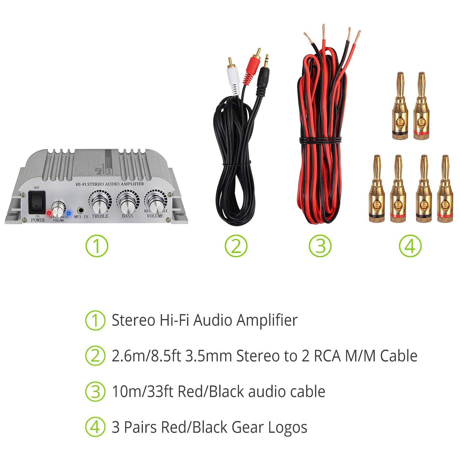 LiNKFOR Mini Hi-Fi 2.1CH Class D Stereo Amplifier