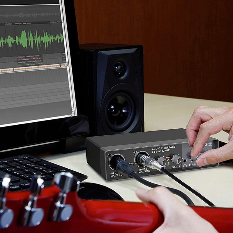 LiNKFOR 24 Bit/192 KHz USB Audio Interface 2i2 for Recording, Podcasting, Streaming (Free Driver)