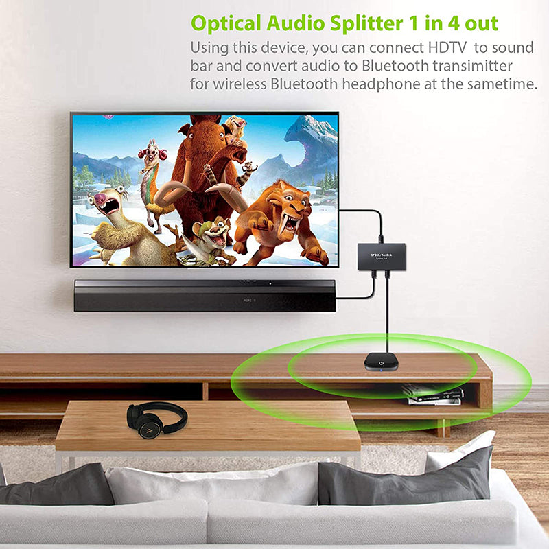 LiNKFOR Digital Optical Audio 1x4 Splitter Digital SPDIF Toslink Optical Fiber