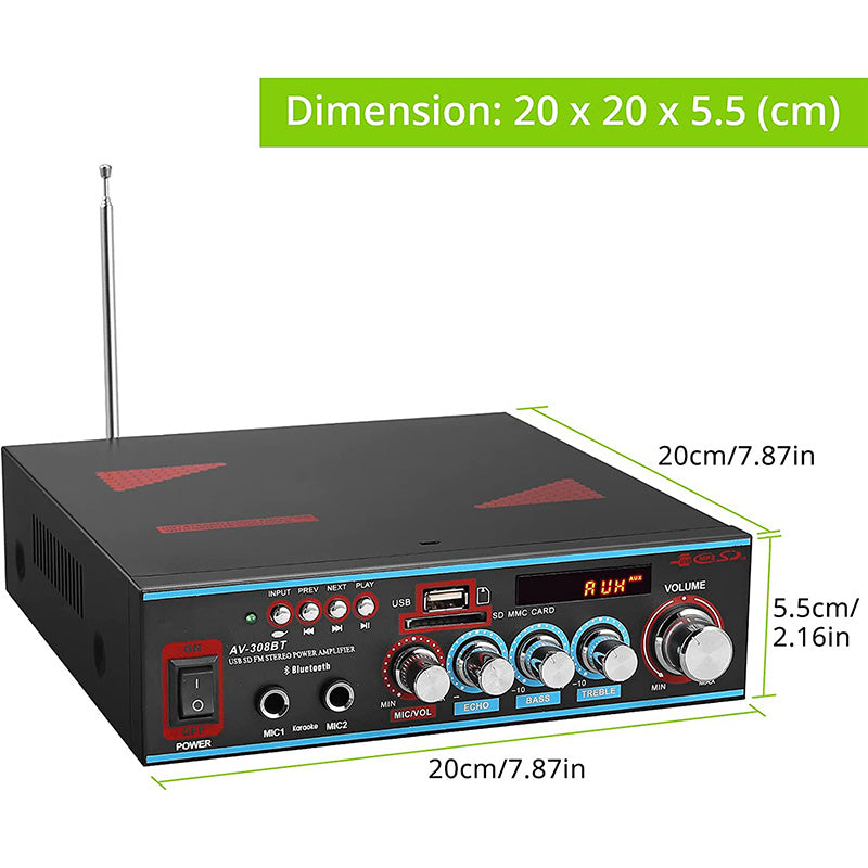 LiNKFOR Bluetooth Amplifier 60W x 2 Support 2 Channel Wireless Stereo