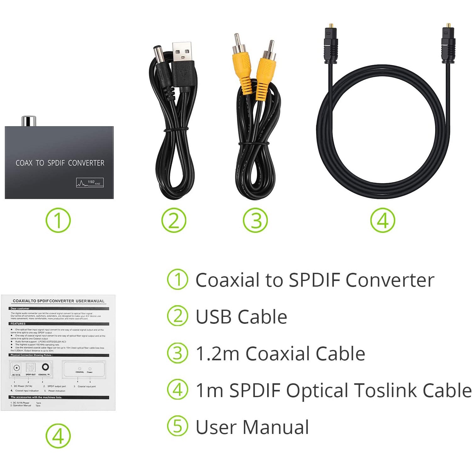 LiNKFOR Coaxial to Optical Converter 192Khz Coaxial to Toslink