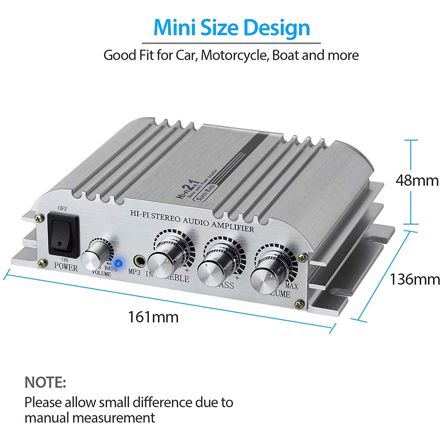 LiNKFOR Mini Hi-Fi 2.1 CH Class D Stereo Amplifier