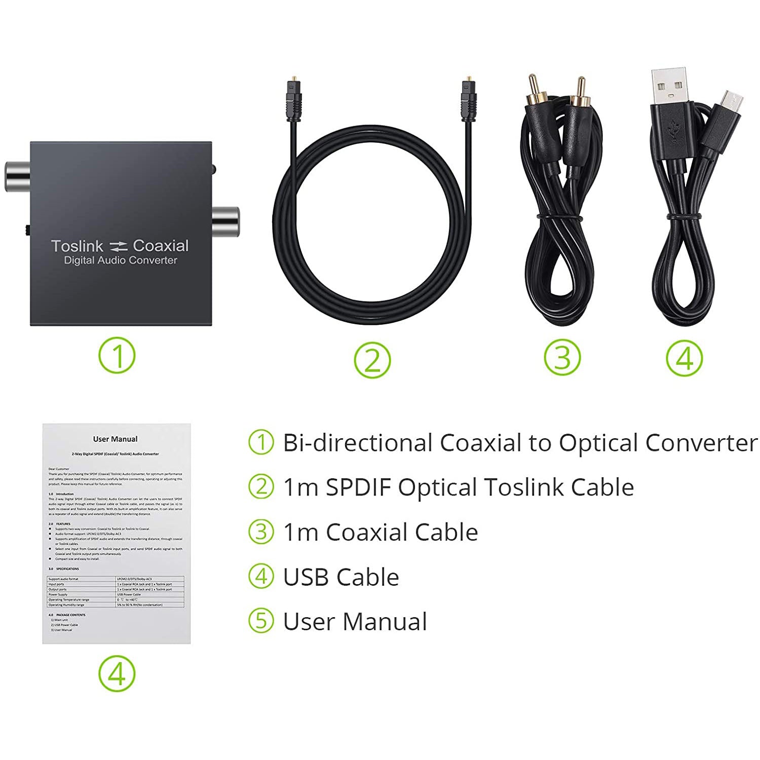 LiNKFOR Bi-Directional Toslink and Coaxial Converter