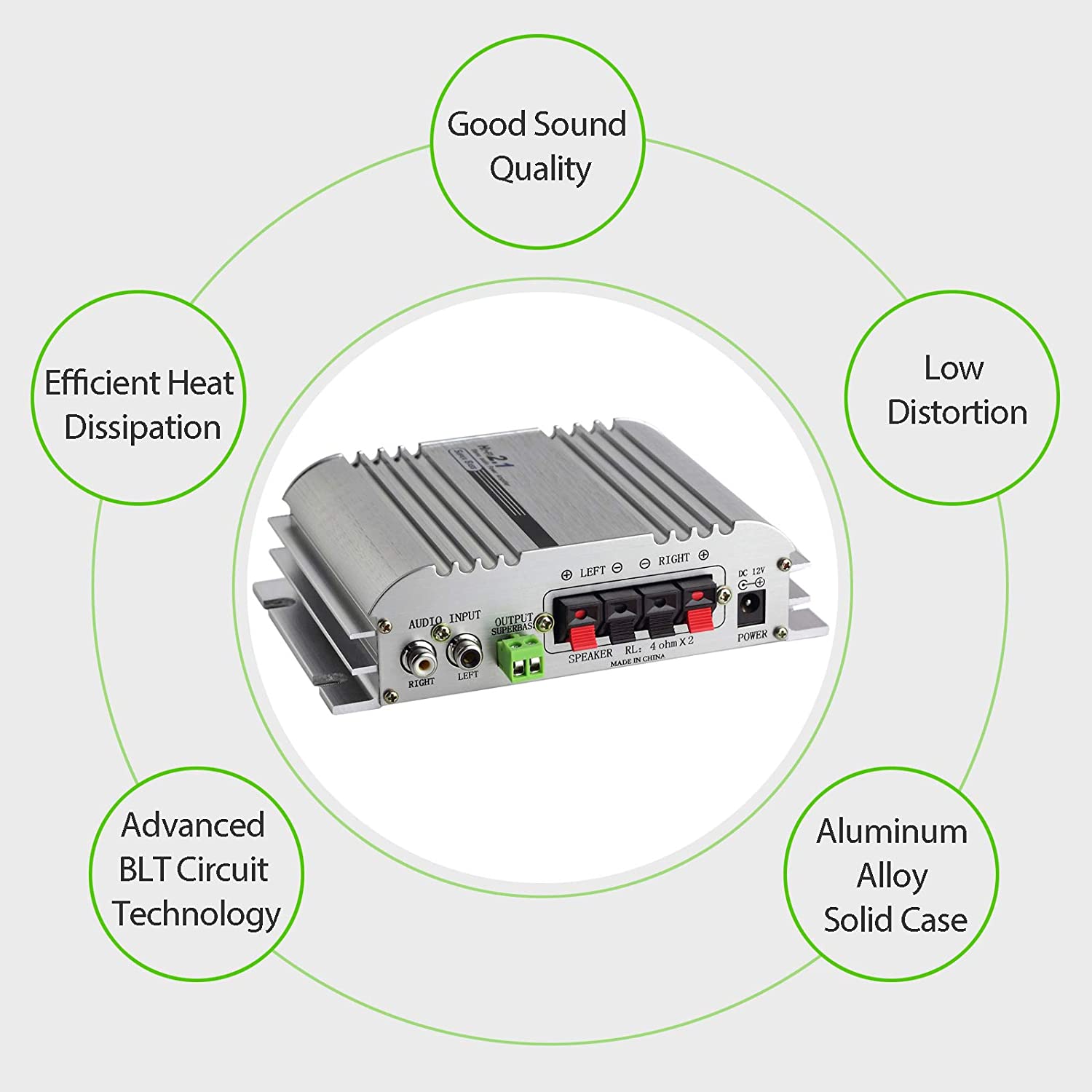 LiNKFOR Mini Hi-Fi 2.1CH Class D Stereo Amplifier