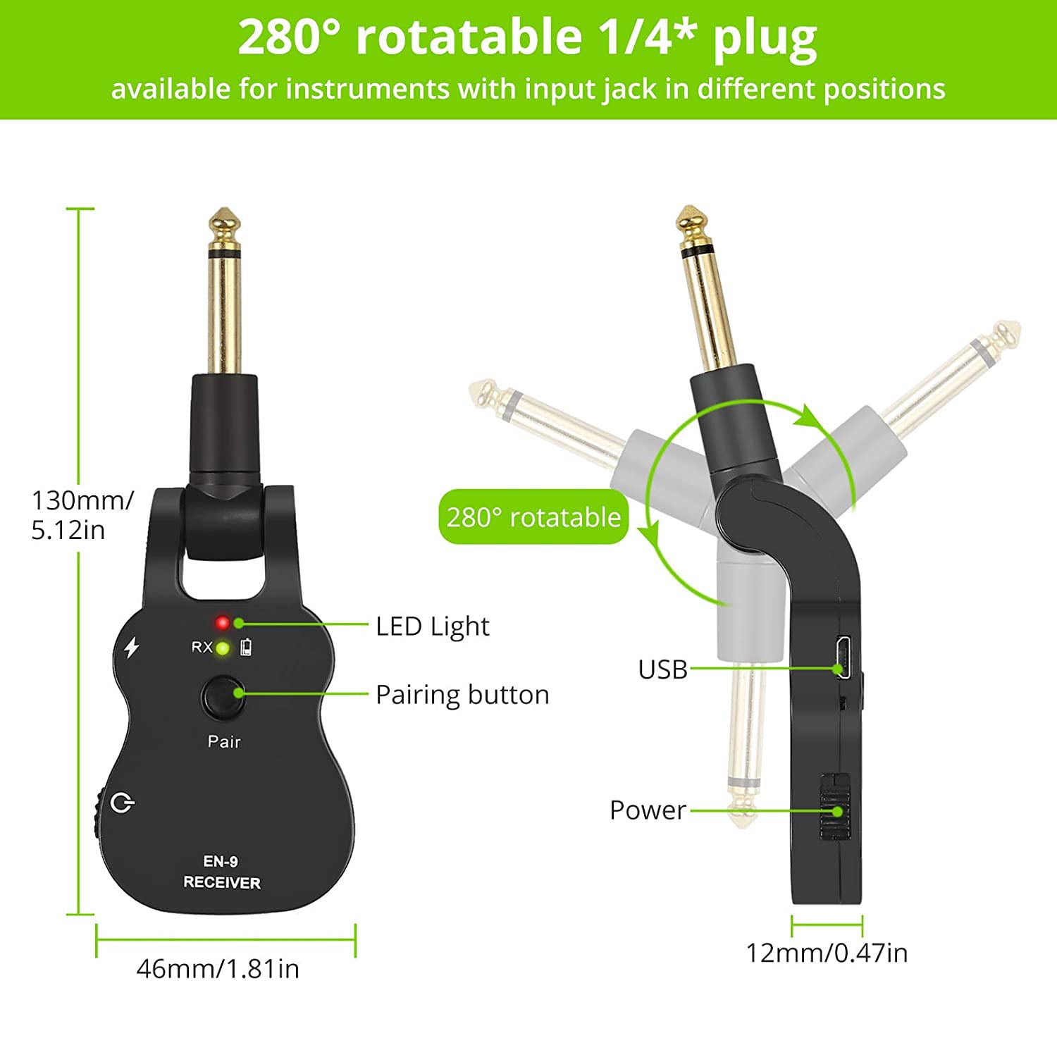 LiNKFOR 2.4G Wireless Guitar Transmitter Receiver