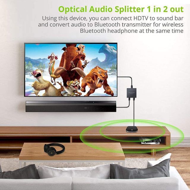LiNKFOR 1x2 SPDIF Toslink Optical Audio Splitter 