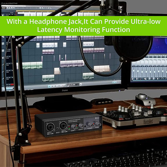 LiNKFOR 24 Bit/192 KHz USB Audio Interface 2i2 for Recording, Podcasting, Streaming (Free Driver)