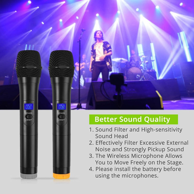 LiNKFOR Microfono Wireless Professionale Sintonizzabile UHF Sistema  Microfonico Wireless a 4 Canali con Bluetooth 4.2 Microfono Senza Fili  Professionale Frequenza Selezionabile 50*4 Canali per Canto : :  Strumenti Musicali