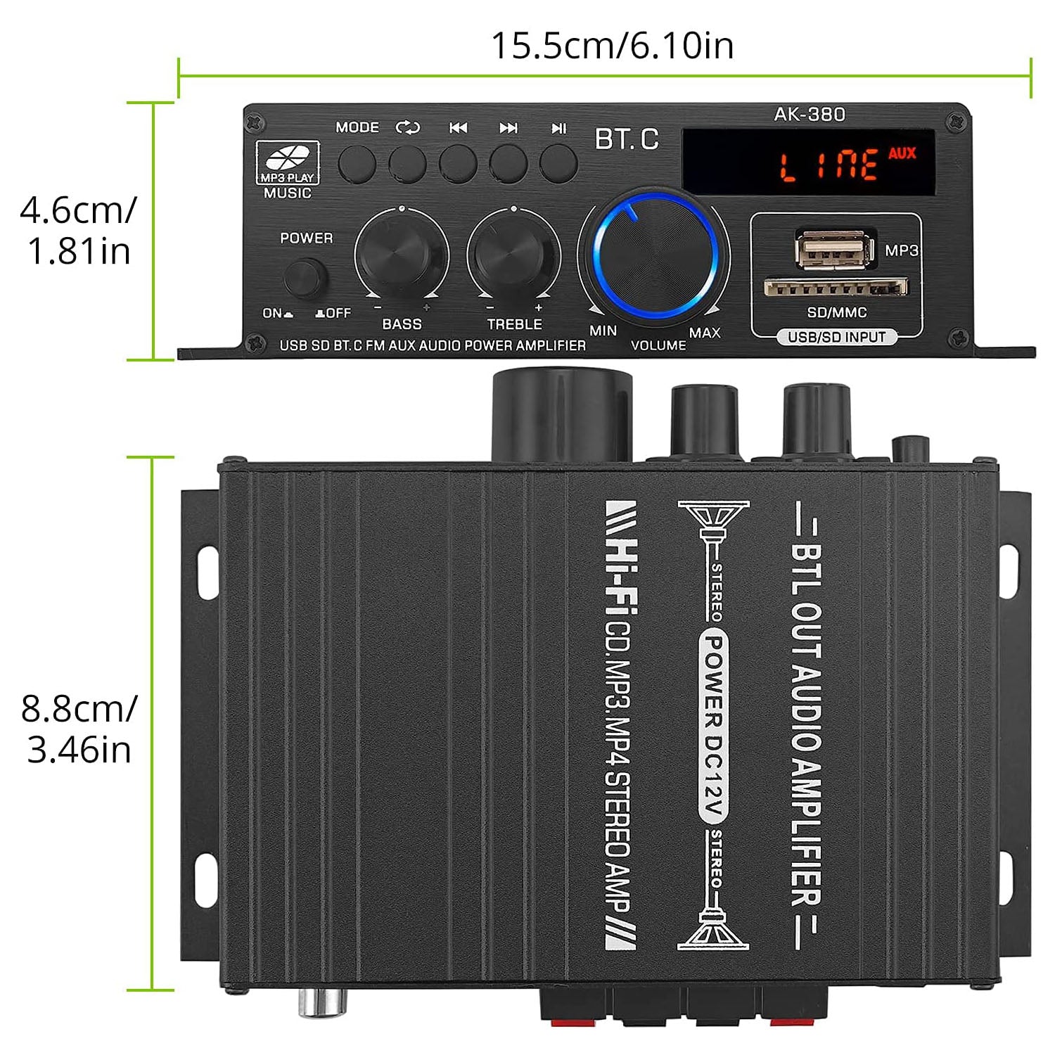 LiNKFOR Stereo Audio Power Amplifier with Bluetooth 5.0 Receiver
